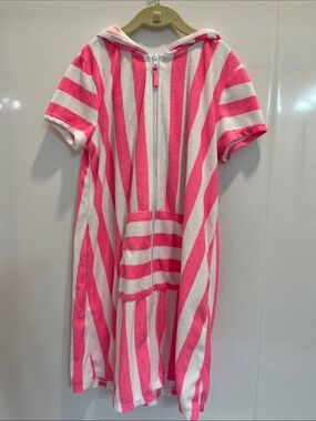 Kids striped pink and white swim cover up